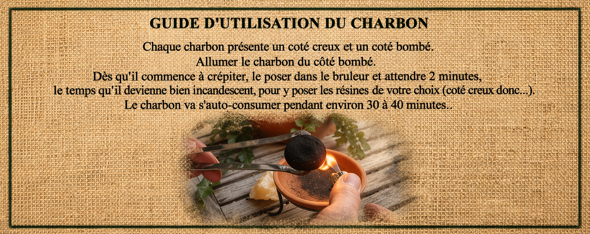 Guide d'utilisation des charbons a encens